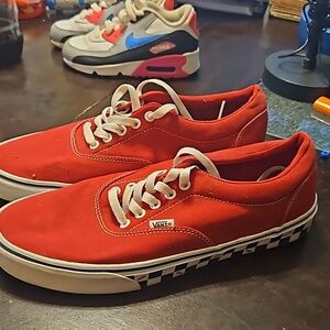 Vans, red Atwood with checkerboard sole